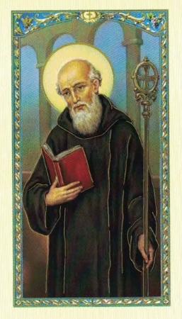 Image de saint Benoît avec sa prière demander à être protéger du mauvais
